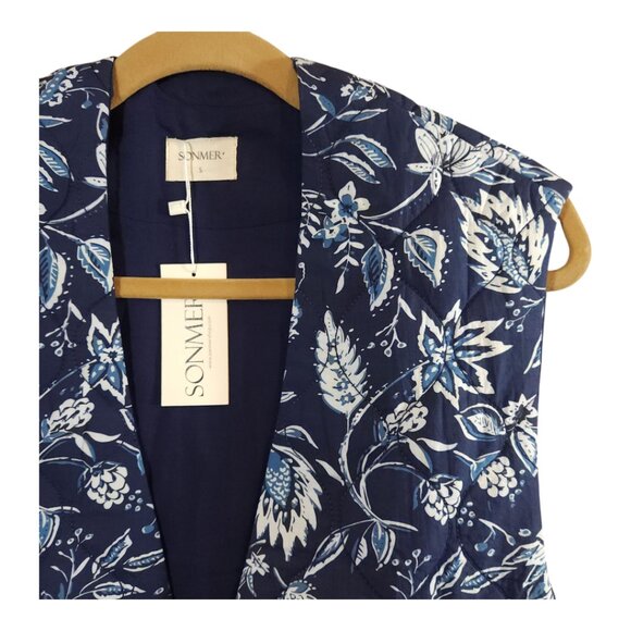 NWT Sonmer Quilted Floral Print Belted Long Vest Cottagecore Women's Small - Picture 9 of 12